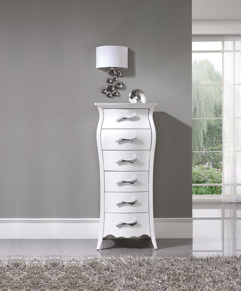 Комод белый высокий с 6 ящиками Freedom ESF ДИЗАЙНЕРСКИЕ, КОМОДЫ FREEDOM 043935 Белый  - Вид №1