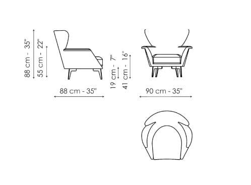 Тканевое кресло с подлокотниками BONALDO Lovy ARCH-00075005 - Вид №3