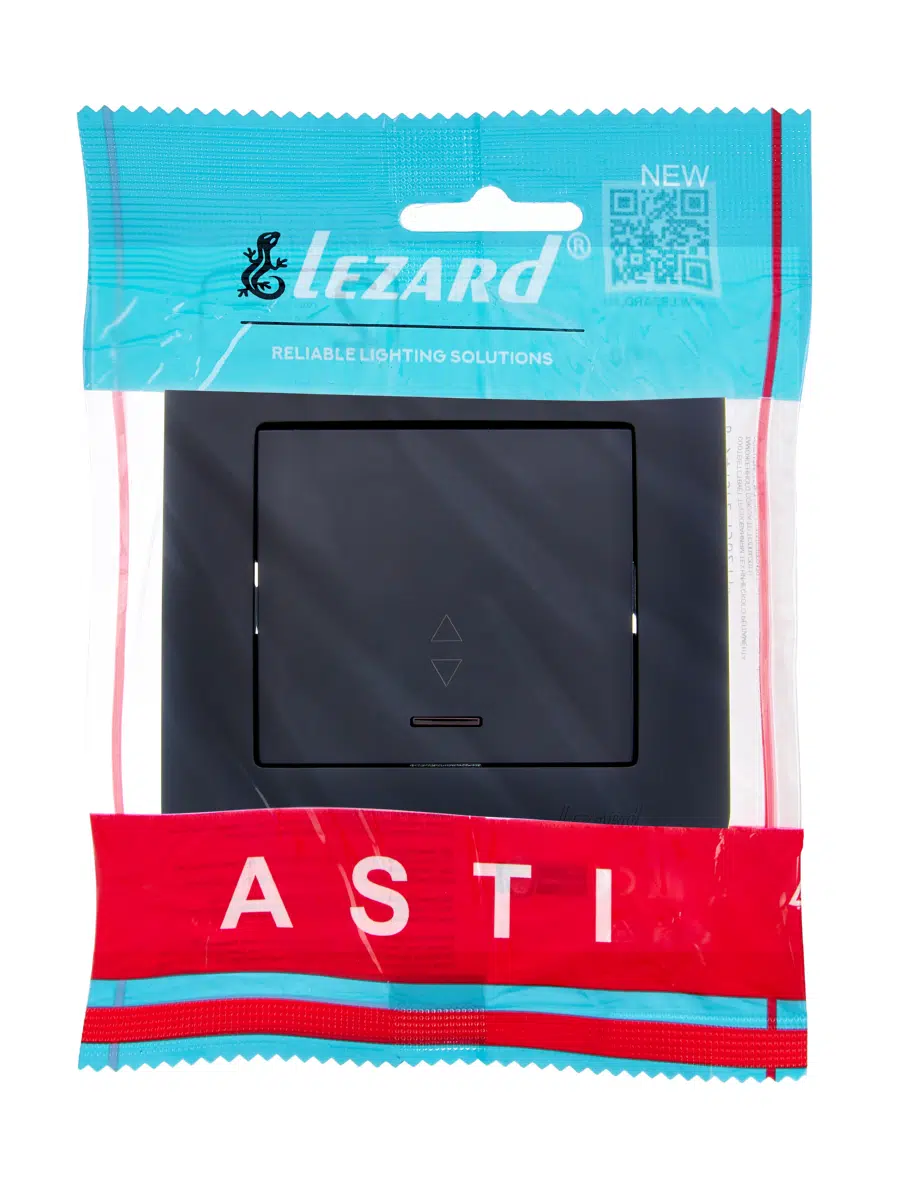 ASTI Выключатель проходной с подсветкой чёрный бархат LEZARD 7081-4242-114 - Вид №3