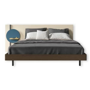 Кровать двуспальная 160х200 с навесной полкой и подсветкой тонированный дуб с бежевым Mark BRAGIN DESIGN ДИЗАЙНЕРСКИЕ 00-3879400 Бежевый;коричневый