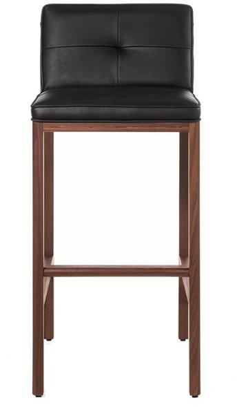 BassamFellows Барный стул, обитый кожей, со спинкой Wood frame dining Cb-543 - Вид №1
