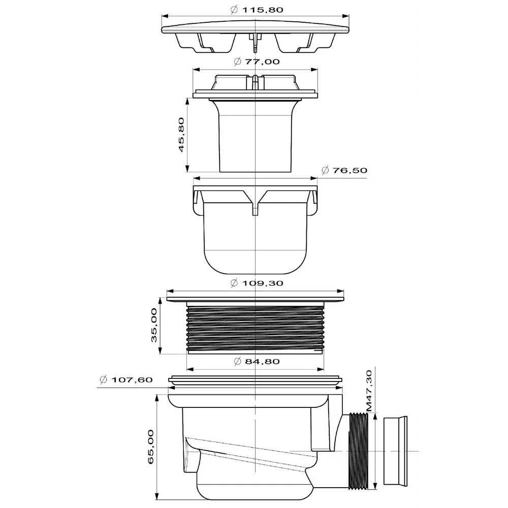 Сифон Vidage для душевого поддона с гидрозатвором 90 мм 18554351 STLM-0011323 - Вид №5