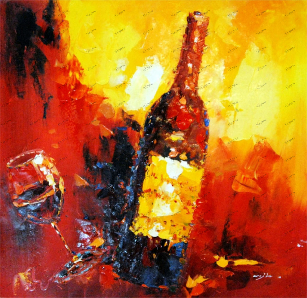 Картина на холсте 100х100 см "Пятница" EVENHOME КАРТИНЫ МАСЛОМ 129872 Желтый;красный 