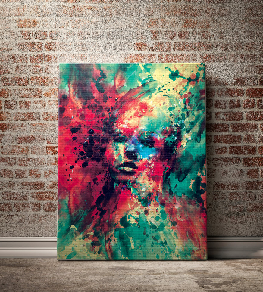 Картина портрет девушки 100х80 см Metamorph by Riza Peker ICON DESIGNE  096858 Зеленый;красный;разноцветный  - Вид №1