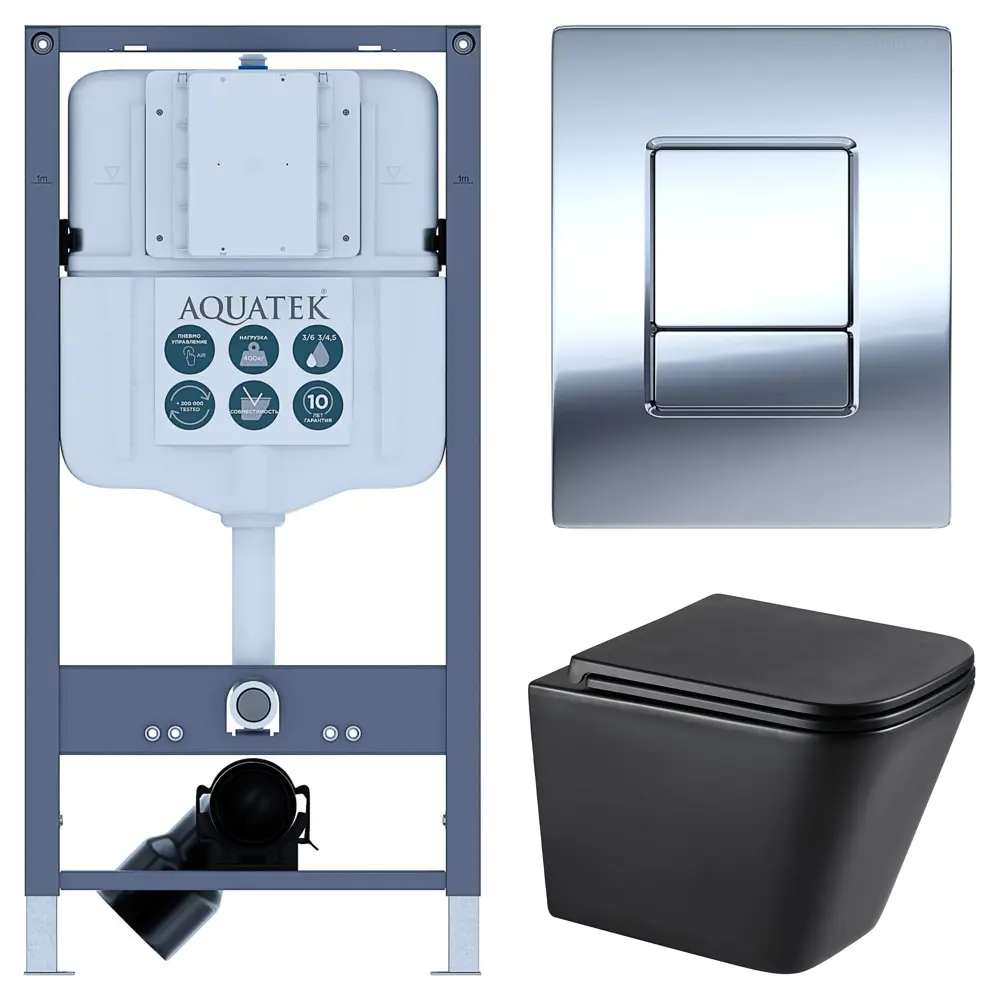 Комплект инсталляции Aquatek Pneumo N 49 с безободковым унитазом Moneron клавиша Aquatek Pnn-0000002 серая Pneumo N49 STLM-2070378