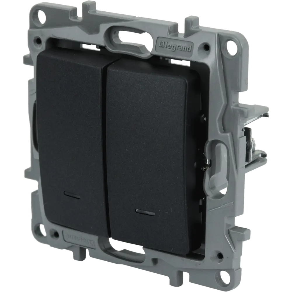 Legrand Etika — выключатель двухклавишный с подсветкой, антрацит 82496729 STLM-0028734