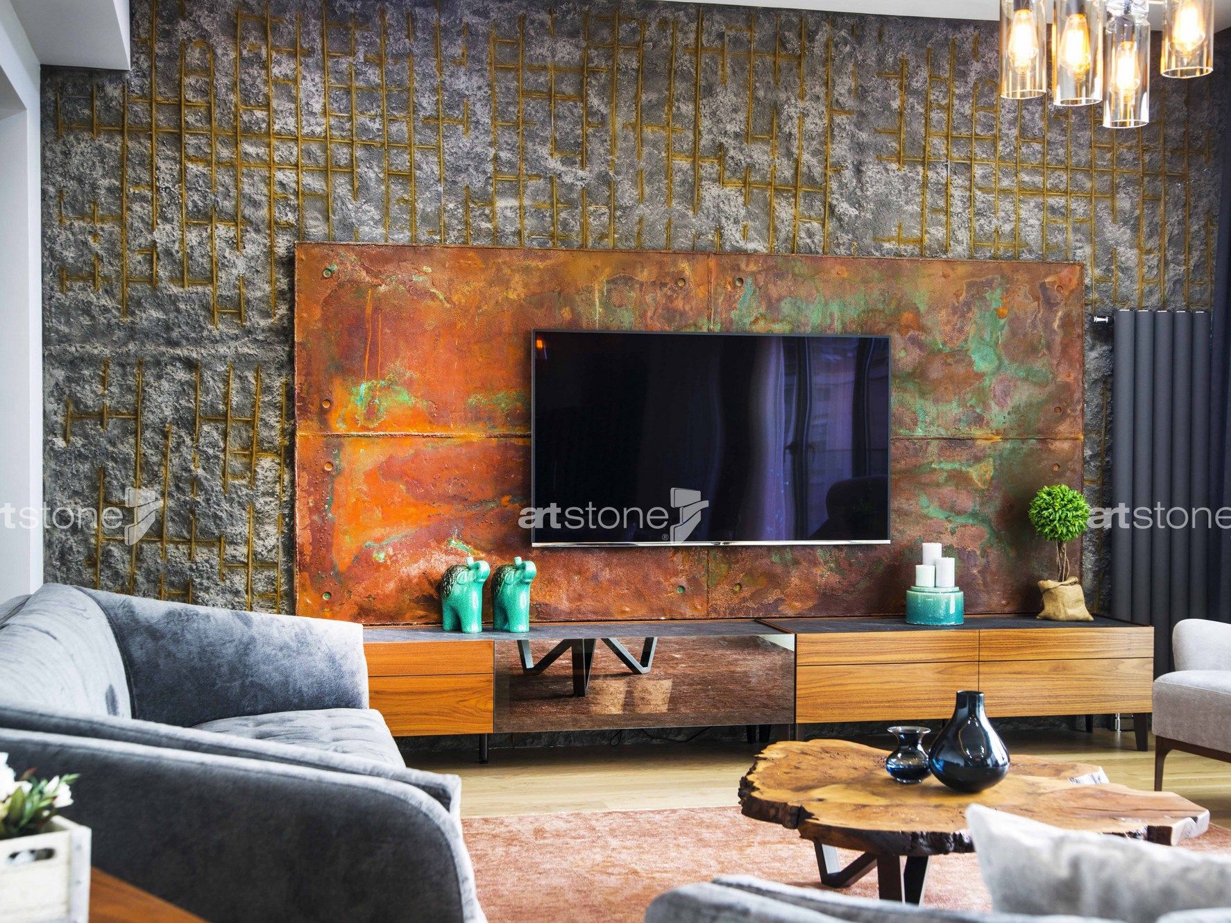 Трехмерная панель из стекловолокна для внутреннего / наружного применения с эффектом цемента Artstone Panel Systems HORMIGON ARCH-00071717 - Вид №1