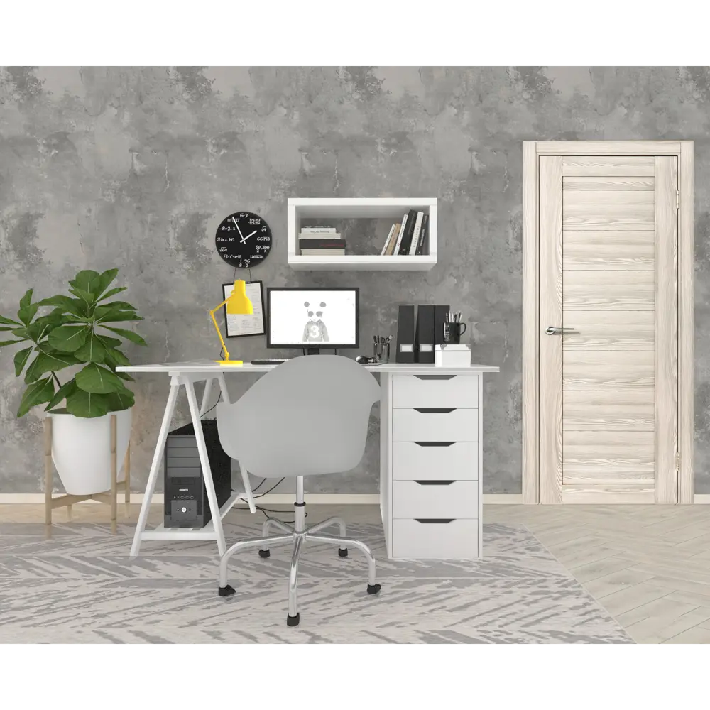 Комплект двери Верано глухая 80x200 см ПВХ цвет ривьера крем с добором 100 мм PORTIKA STLM-2038639 - Вид №1