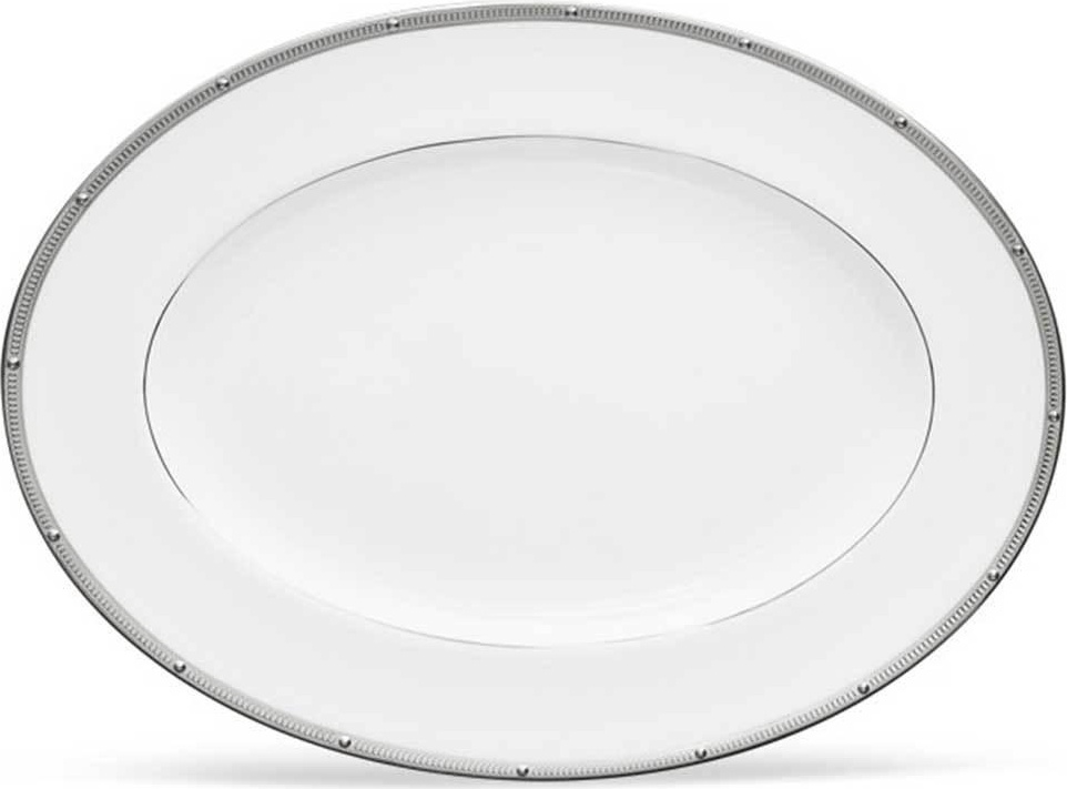 32028 Noritake Блюдо овальное Noritake "Рочель,платиновый кант" 31см Фарфор костяной 