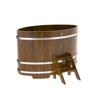 2281 Купель овальная из лиственницы Рустик 1,02х1,68х1,1 морёная Alyarus