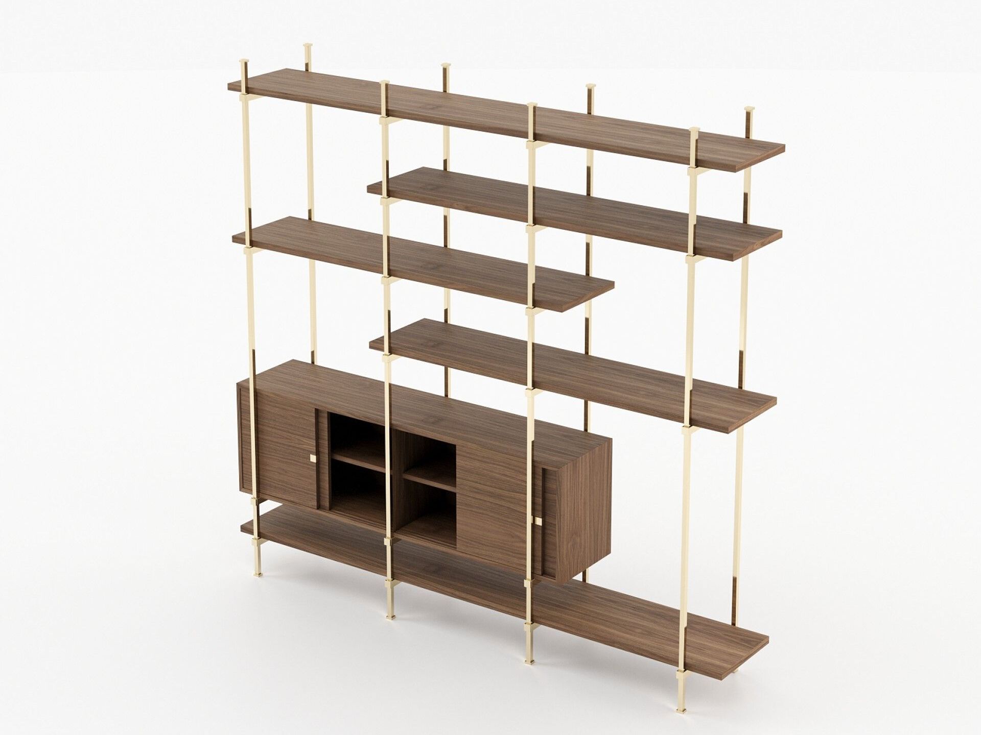 Книжный шкаф из нержавеющей стали и дерева с ящиками Laskasas ARCH-00109941 - Вид №3