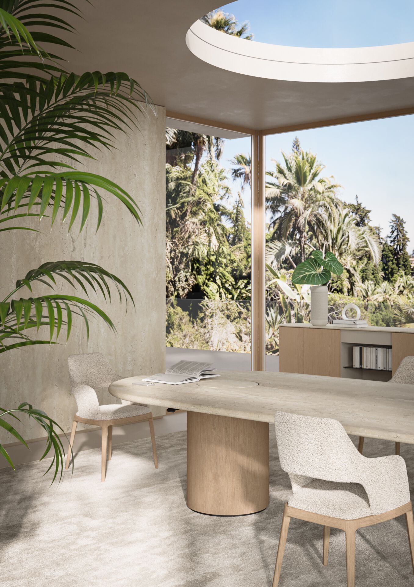 Деревянный овальный стол для совещаний с системой люверсов и мраморной столешницей PROF Dea ARCH-00067757 - Вид №4