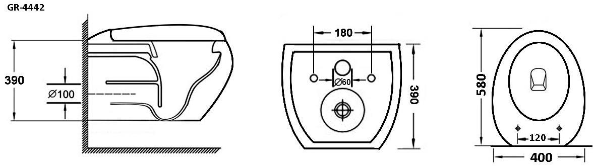 GR-4442 Подвесной унитаз настенный Белый Grossman  Китай  - Вид №5