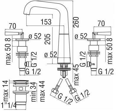 Nobili Rubinetterie Смеситель для раковины на 3 отверстия Likid Lk00211/2cr - Вид №3