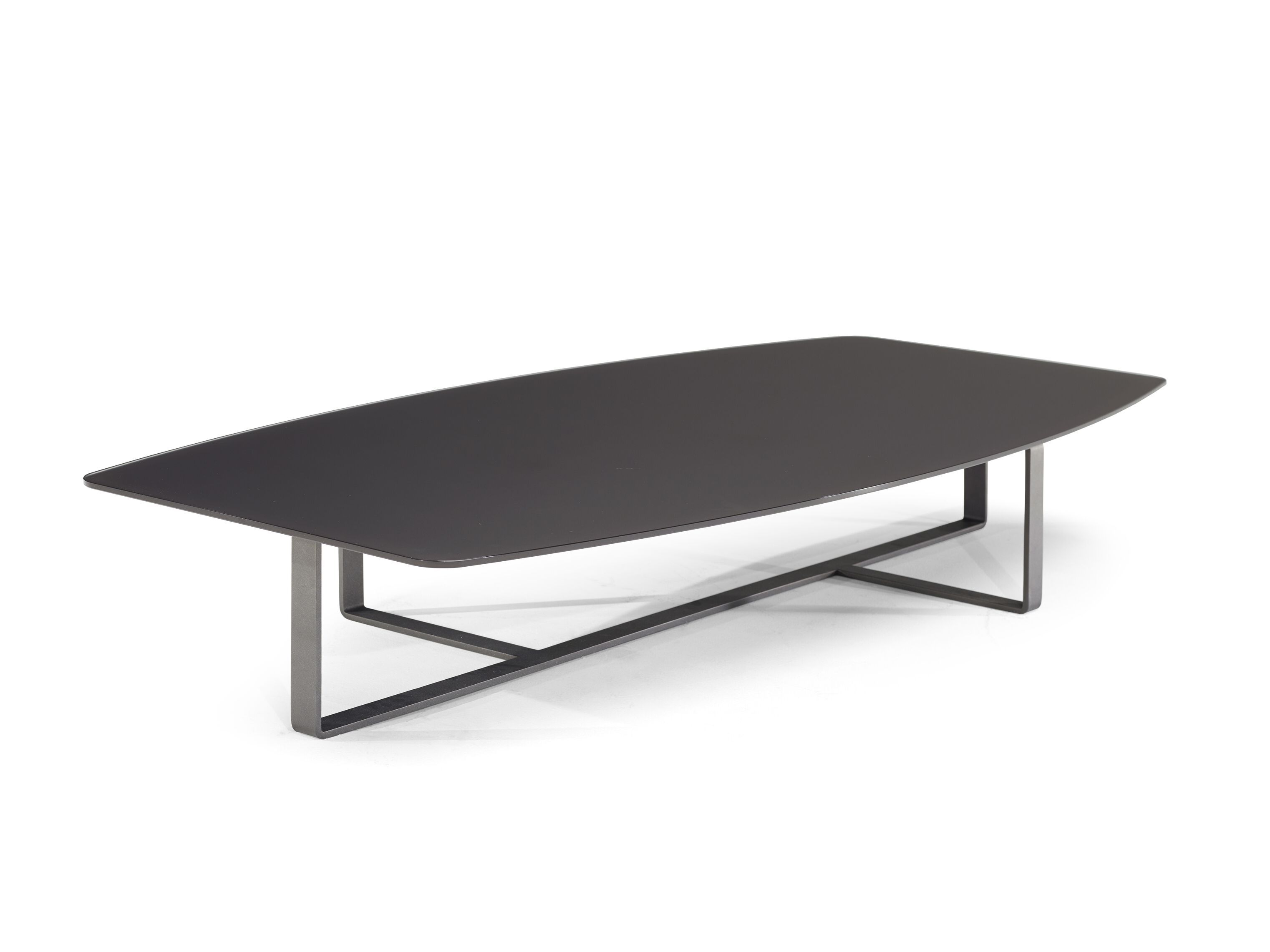 Низкий прямоугольный журнальный столик со стеклянной столешницей Natuzzi Italia время ARCH-00011252