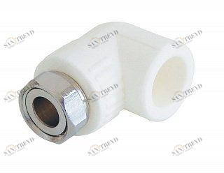 Угольник переходной ВР KALDE 90 D25х1" с накидной гайкой белый 3222TUE251000