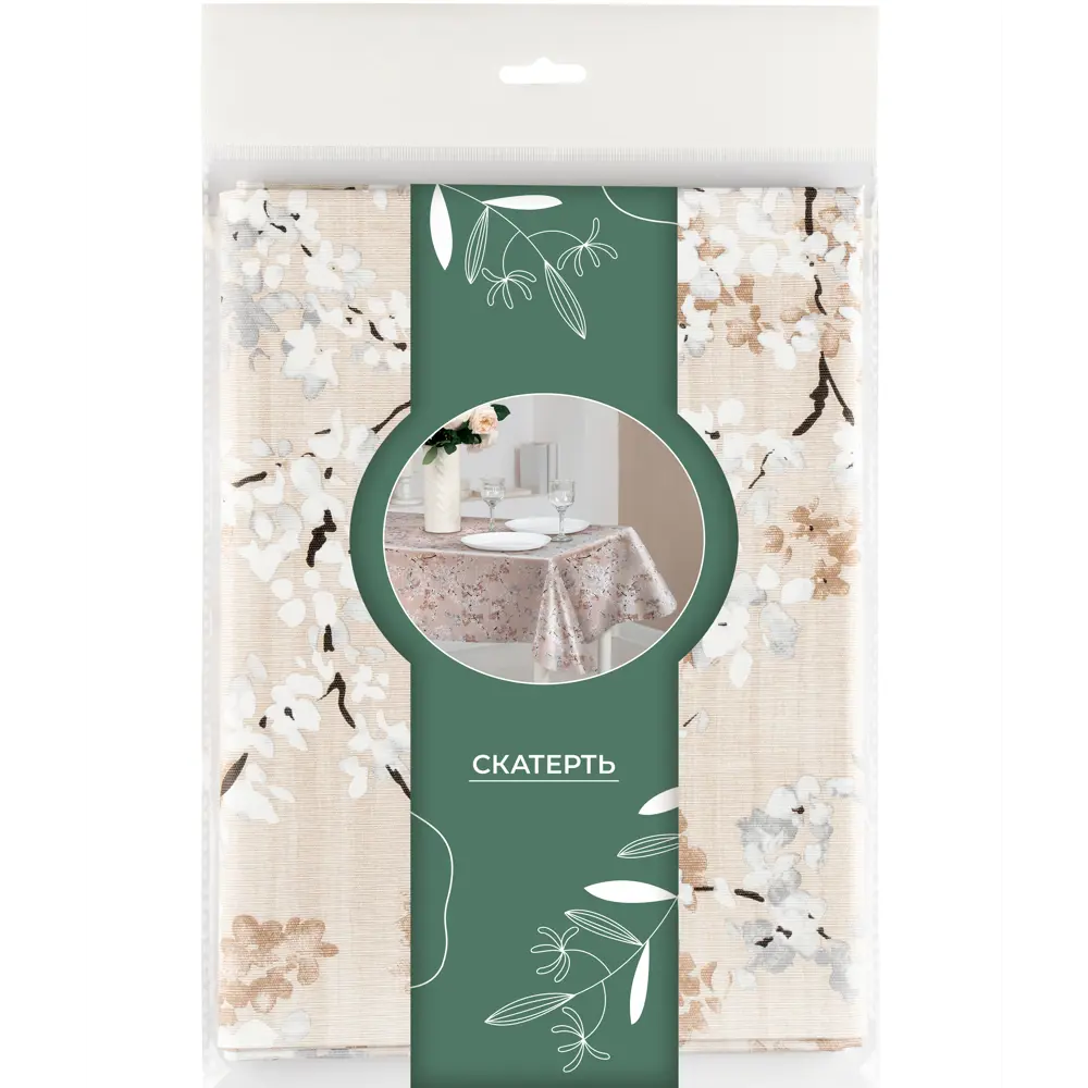 Скатерть Сакура 392-2 квадратная 137x160 см цвет бежевый Santreyd OXFORD STLM-2155565 - Вид №3