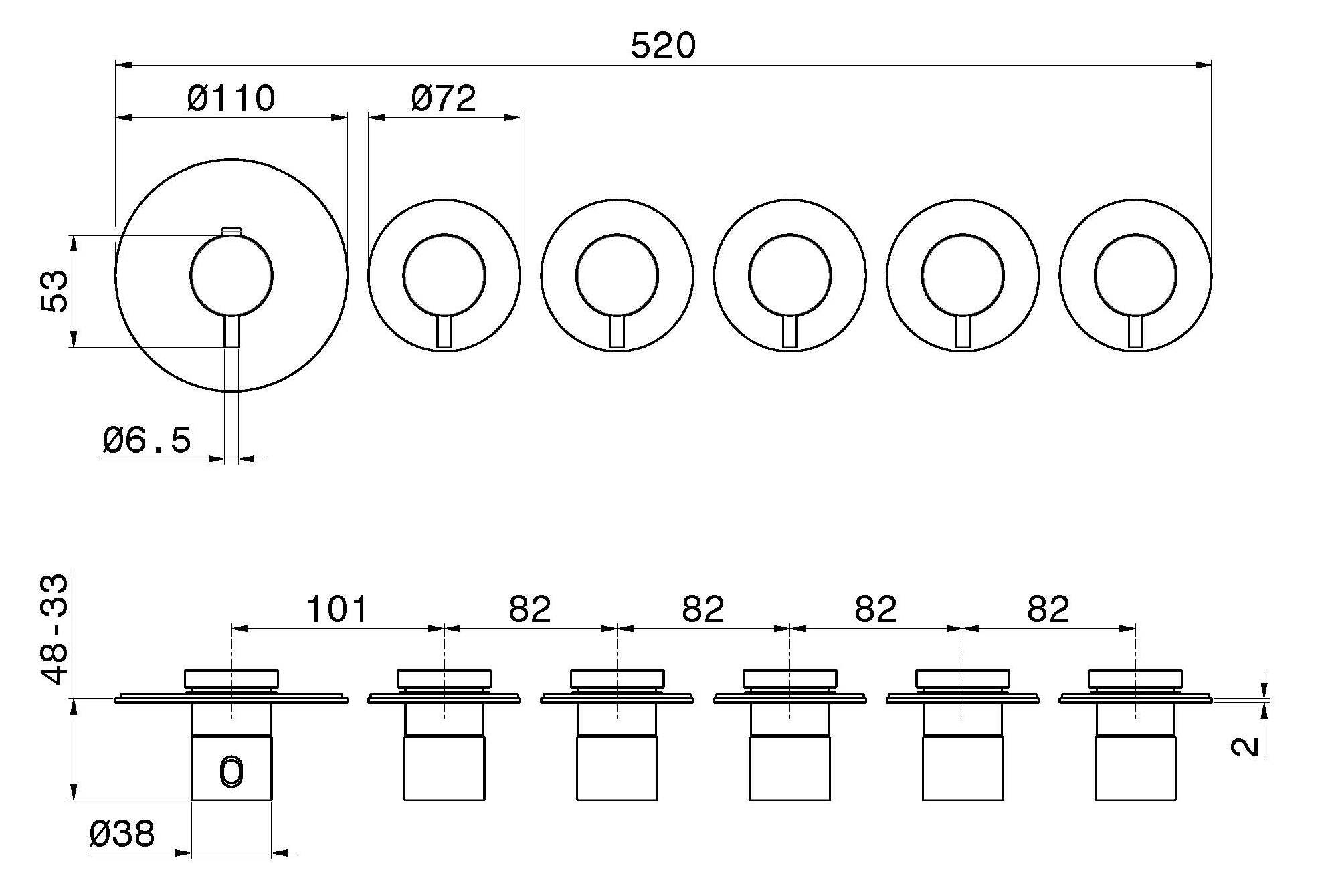 Термостатический смеситель для душа с 6 отверстиями Newform многофункциональные термостаты с 5 выходами ARCH-00033236 - Вид №3