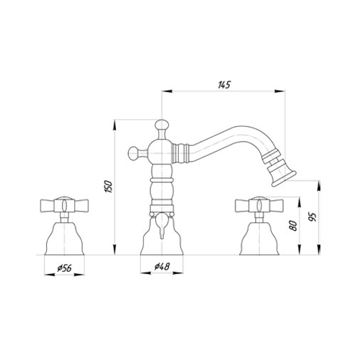 Смеситель MIGLIORE Princeton ML.PRN-825.DO для ванны - золото, на 3 отверстия  - Вид №1