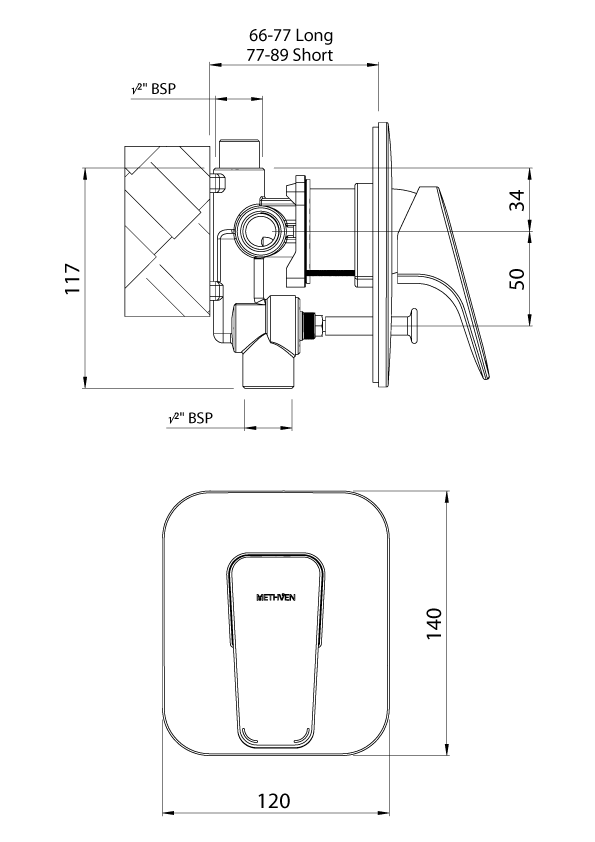 WAHPSDBK Смеситель для душа Waipori с переключателем Methven Черный  - Вид №1
