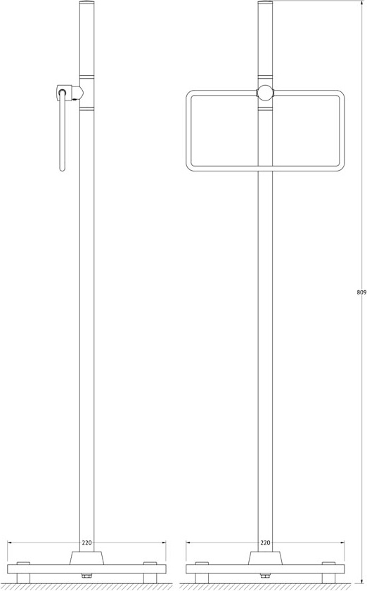 UNI 307 Стойка с держателем полотенца прямоугольным для ванной 80 cm FBS Universal - Вид №1