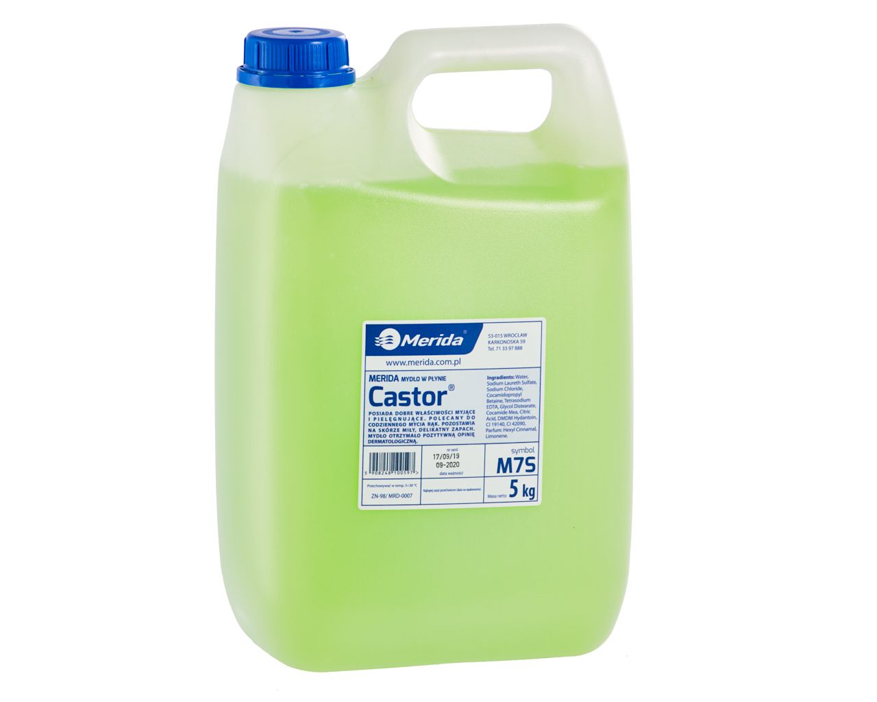 M7S Жидкое мыло CASTOR селадон, канистра 5 кг, цветочный аромат Merida 