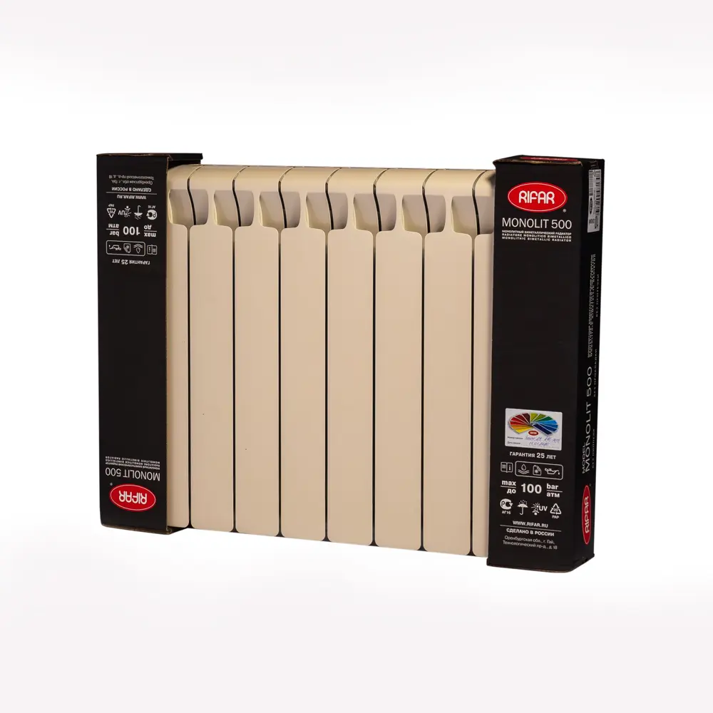 Радиатор секционный Rifar Monolit M50010RAL1015 500/100 10 секций боковое подключение биметалл бежевый 82560841 STLM-2049576 - Вид №2