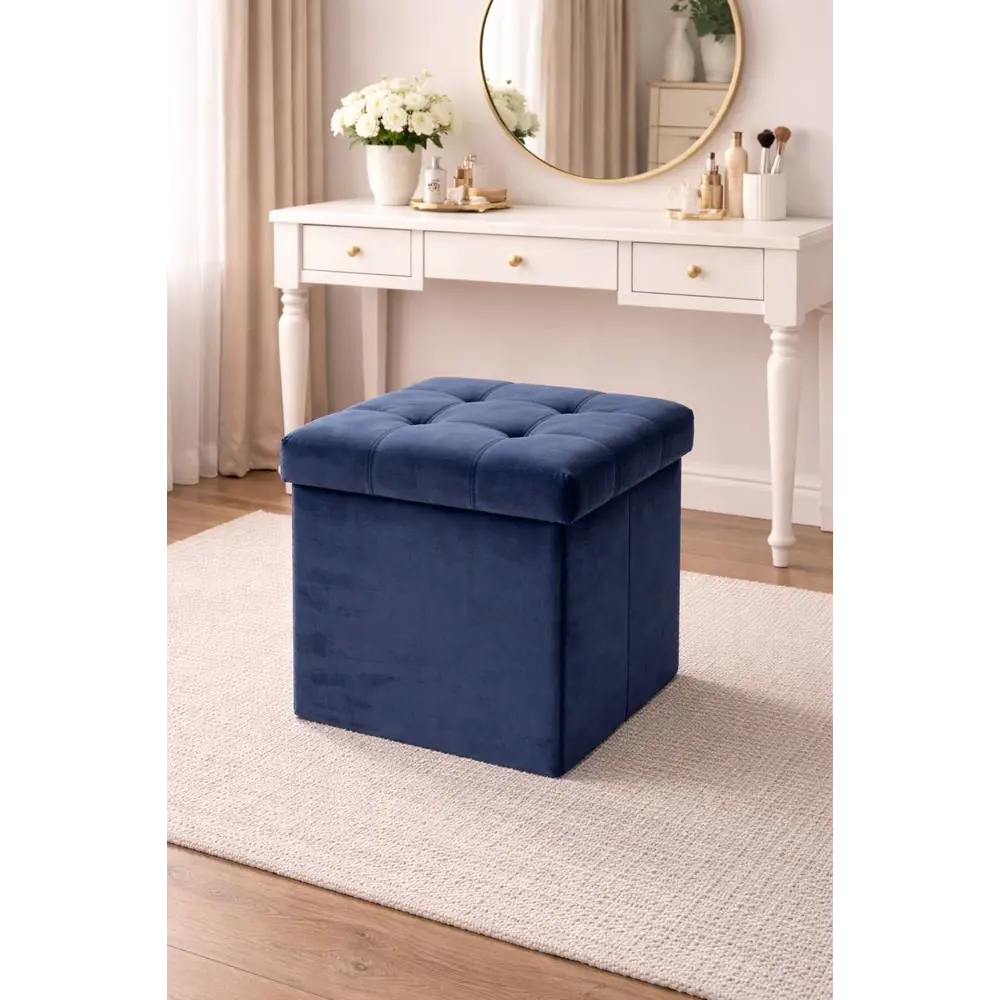 Пуф вельвет Rocksolid темно-синий 38x38 см STLM-2168927 - Вид №2