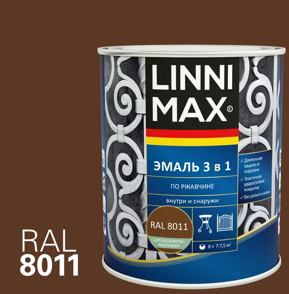 Грунт-эмаль LINNIMAX 3 в 1 по ржавчине - защита и декор в одном флаконе 89349593