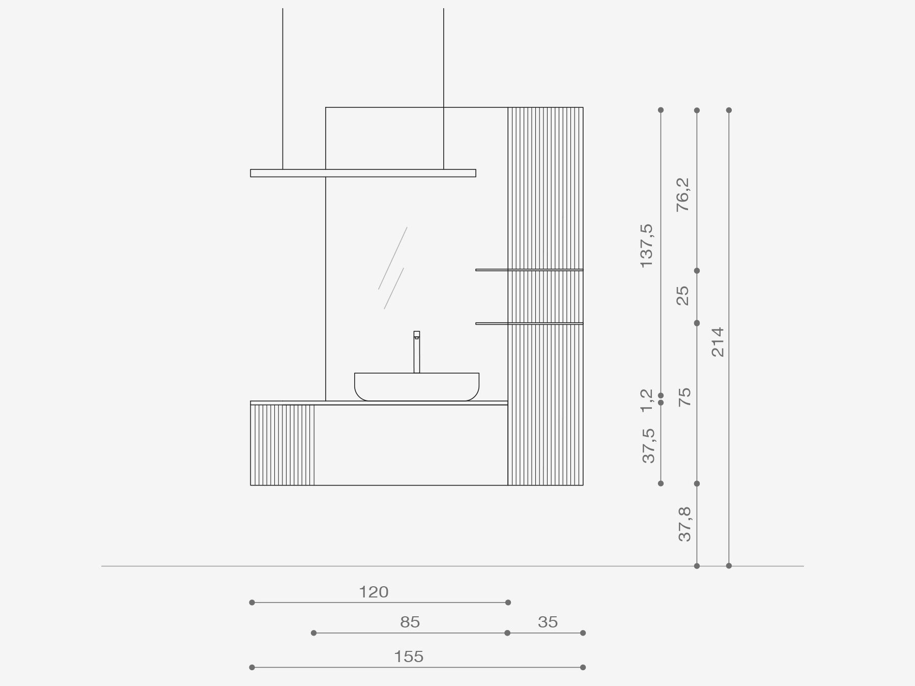 Подвесной умывальник с ящиками ARCOM Pollock текстуры ARCH-00074198 - Вид №4