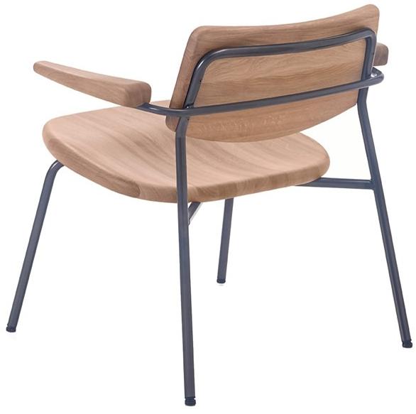 BassamFellows Штабелируемое кресло из нержавеющей стали и дерева с подлокотниками Pipe Cb-585 - Вид №3