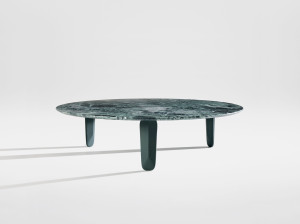 Мраморный круглый низкий журнальный столик