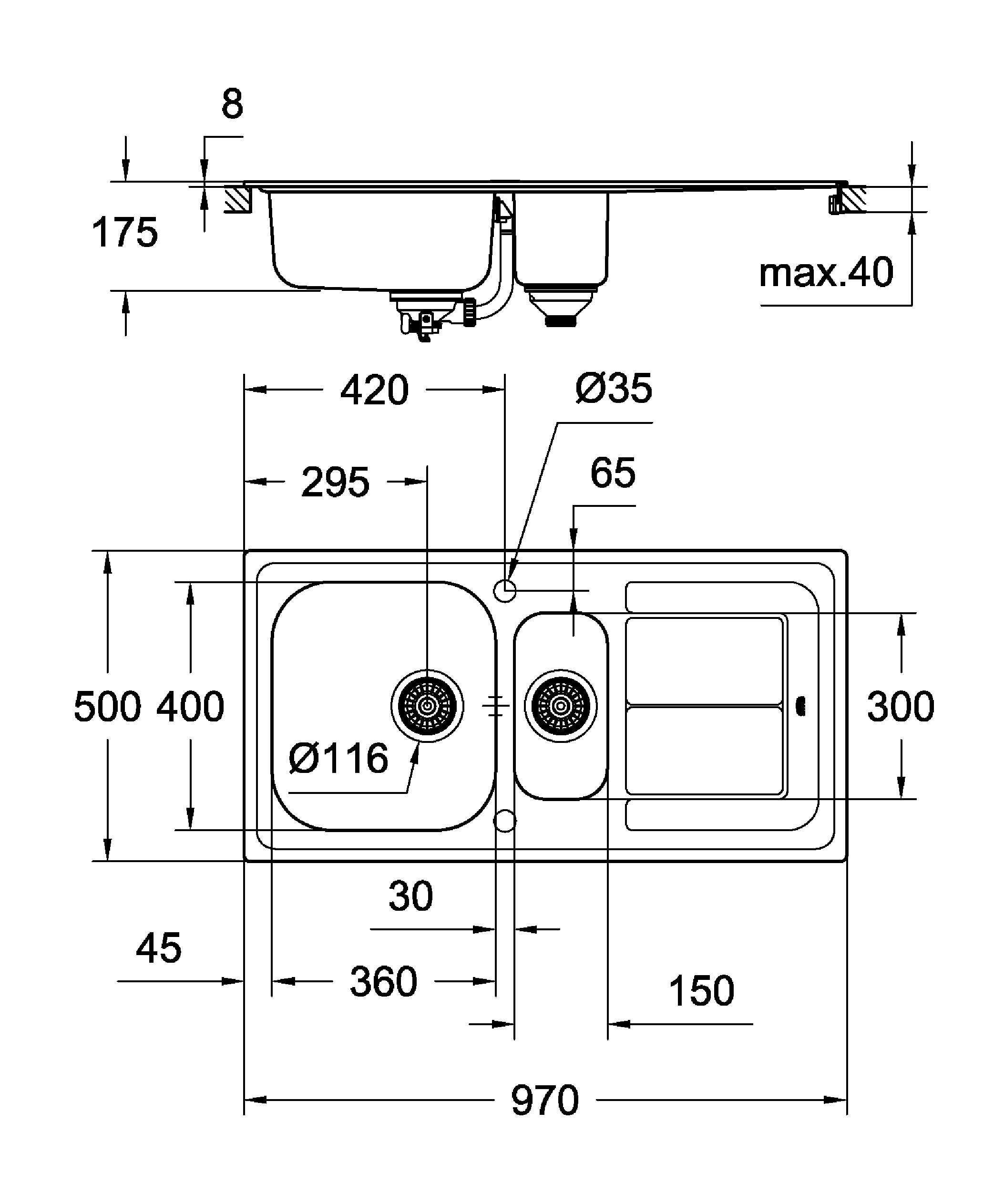 31564SD0 Мойка кухонная прямоугольная Grohe K300 - Вид №1