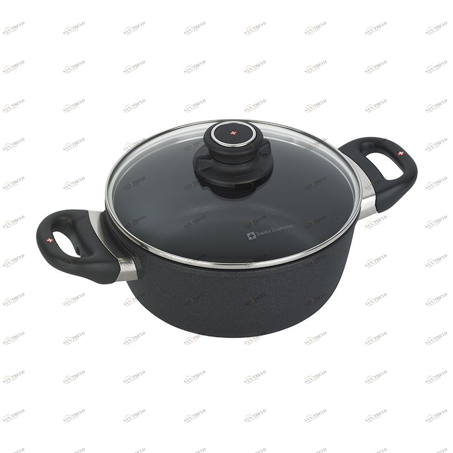 Сотейник Swiss Diamond со стеклянной крышкой, две ручки, Ø20 см XD6820C