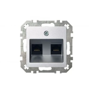 91524079 Розетка компьютерная двойная встраиваемая Liregus Epsilon IKL-002-01 E/Mt RJ45 цвет серебро STLM-1514563