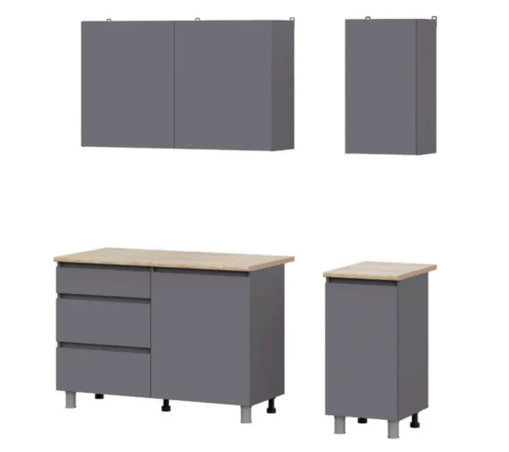 91581737 Кухонный гарнитур Sv-мебель Денвер 160x210x60 см ЛДСП цвет графитовый серый STLM-0881331