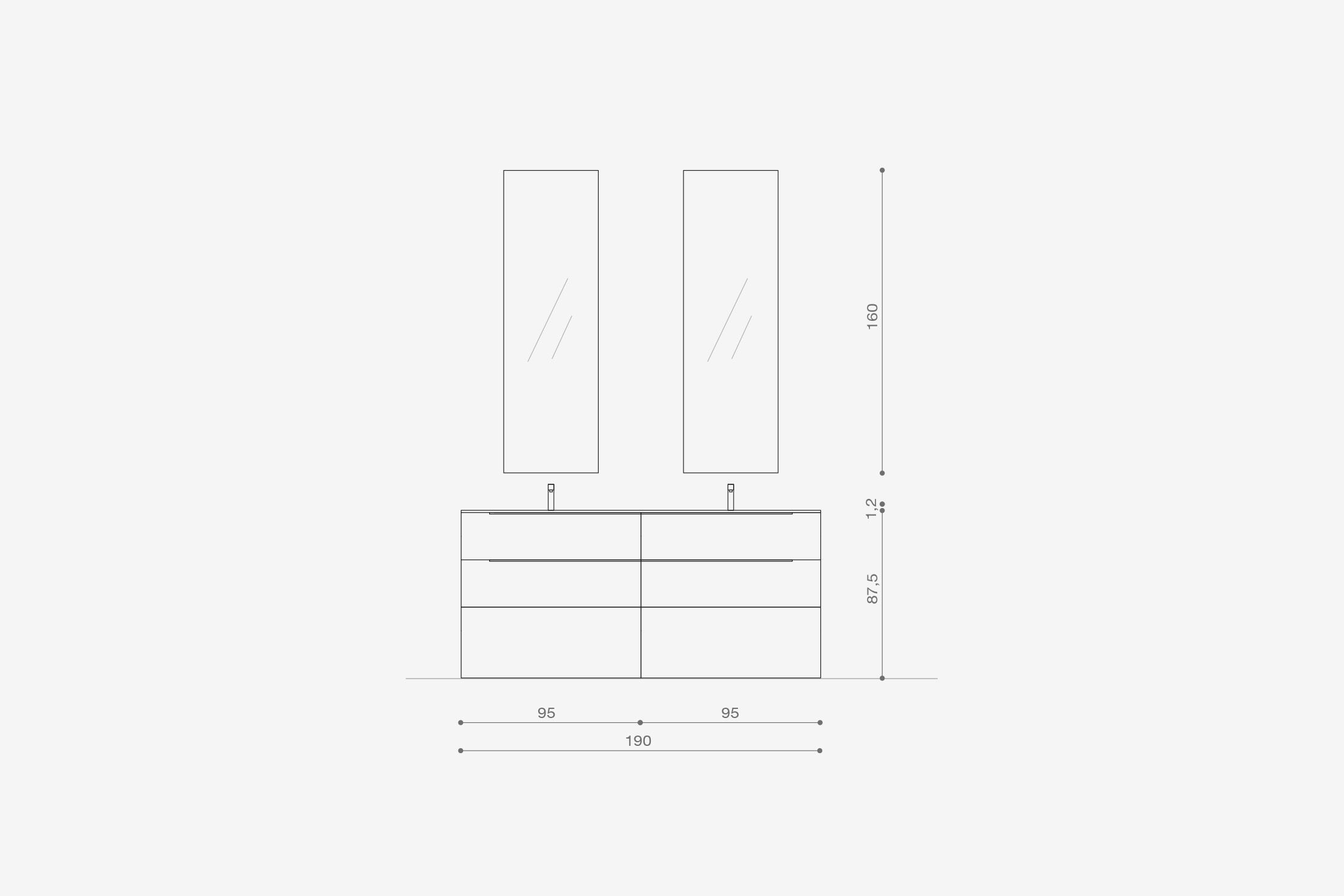 Напольный умывальник с зеркалом ARCOM Rail ARCH-00152248 - Вид №3