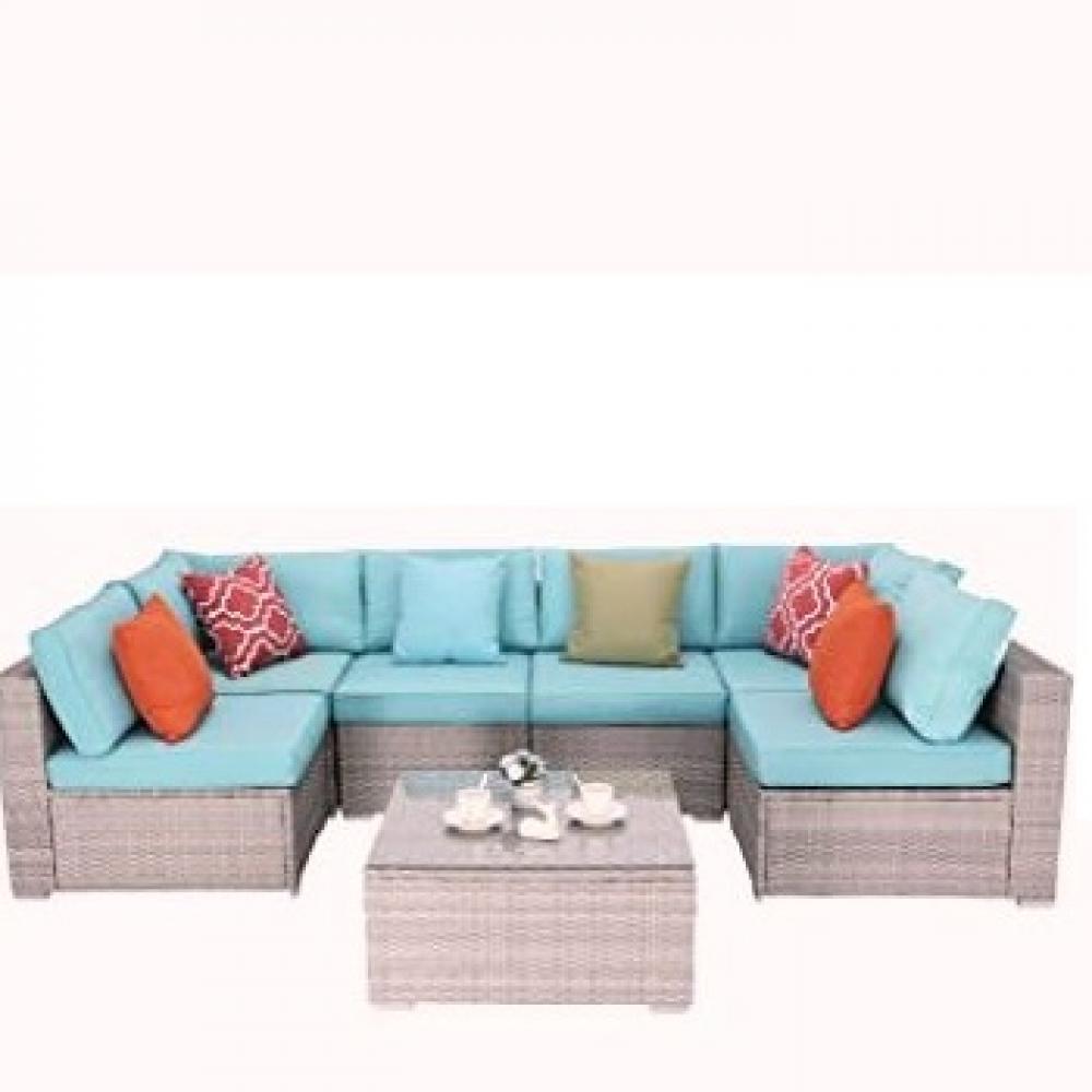 Модульный диван плетеный бежевый с мятным Beige/Mint AFINA  00-3948316 Бежевый;зеленый  - Вид №1