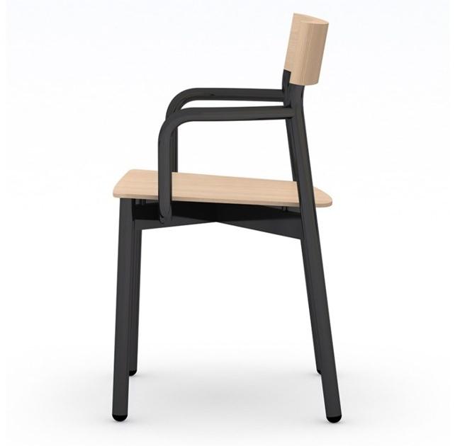 Vela Arredamenti Штабелируемый стул из железа и дерева с подлокотниками sun-id-1427990 - Вид №1