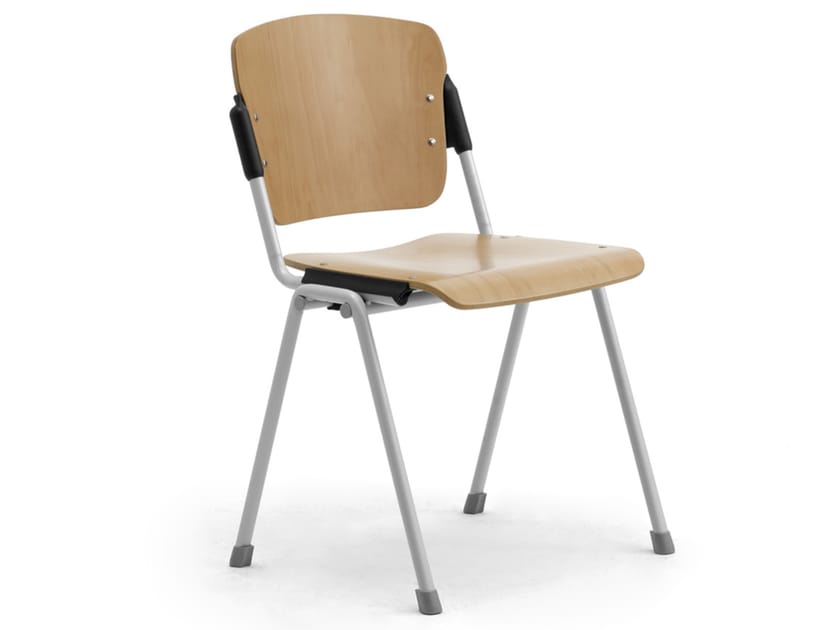 Штабелируемый стул из бука и стали Leyform ARCH-00010839