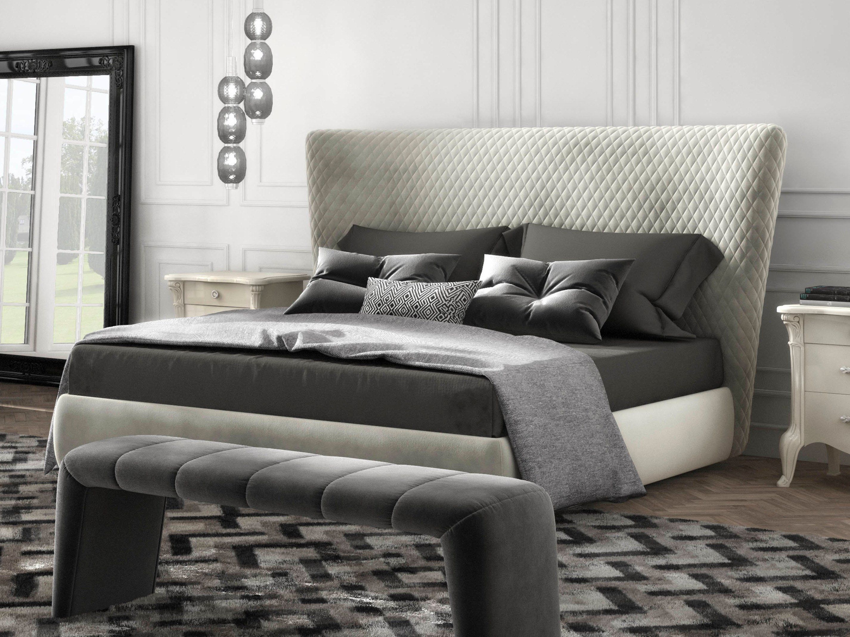 Двуспальная кровать из ткани с мягким изголовьем CASA +39 Eos ARCH-00070197