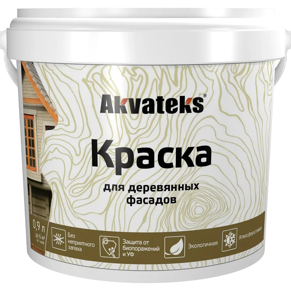 АКВАТЕКС Фасадная краска для дерева матовая белая 0.9 л с защитой от УФ 86364468 STLM-0068124 - Вид №1