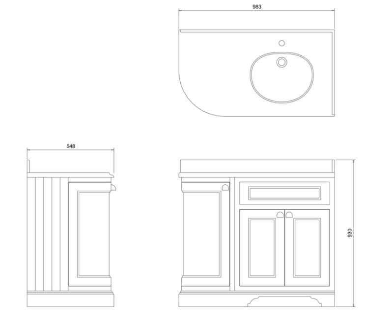 Деревянный угловой умывальник с дверцами Burlington MINERVA ARCH-00071219 - Вид №20