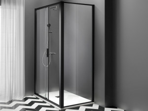 Алюминиевая и стеклянная угловая душевая кабина