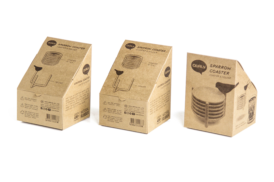 Набор подставок под чашки Sparrow, белый с зеленым Qualy QL10303GN - Вид №4