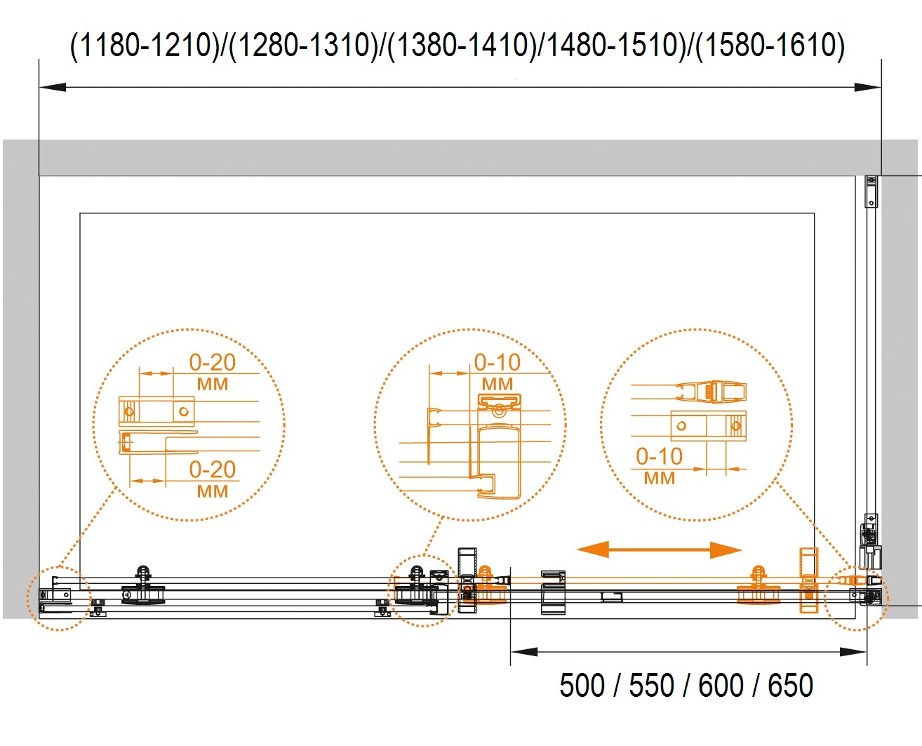 Душевая дверь в нишу CEZARES STYLUS-O-M-BF-1-120-C-Cr - Вид №7