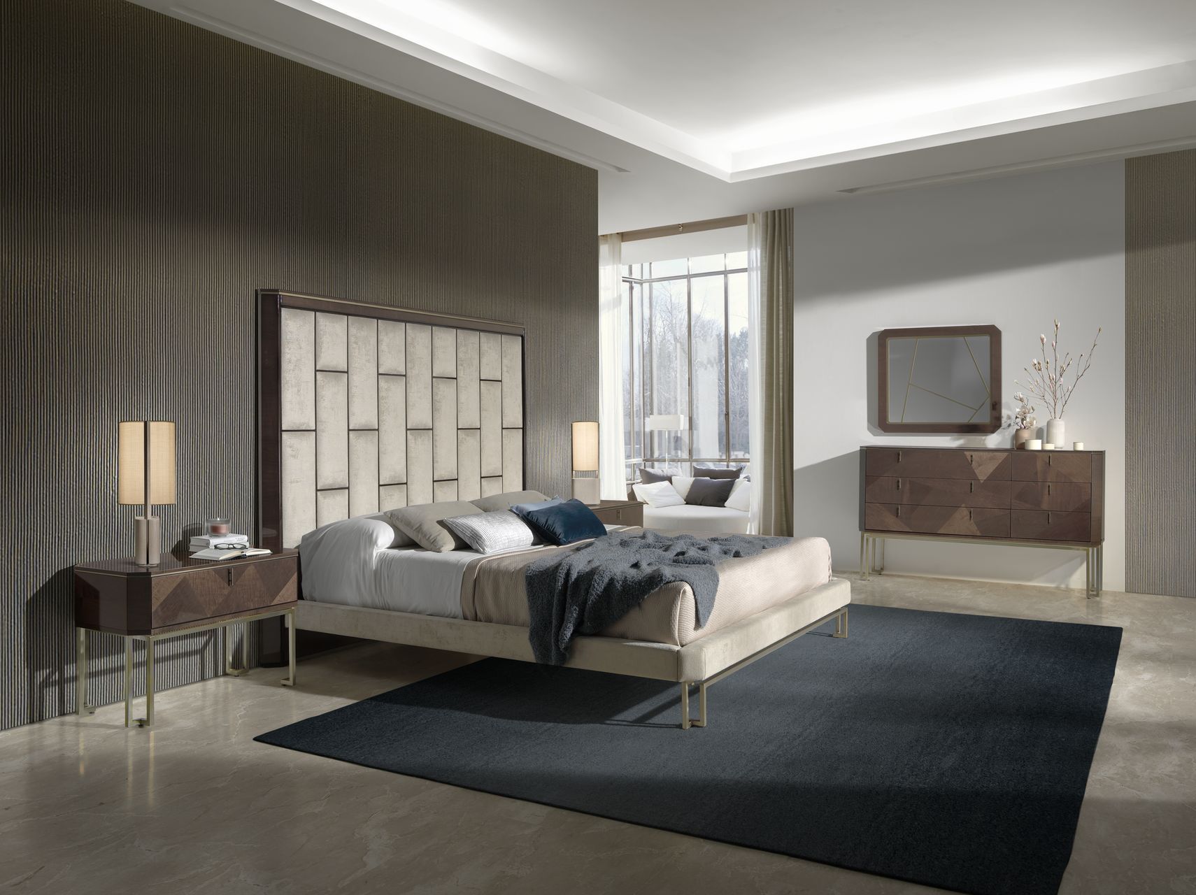 Двуспальная кровать из ткани с высоким изголовьем Hurtado Evolution ARCH-00034095 - Вид №6