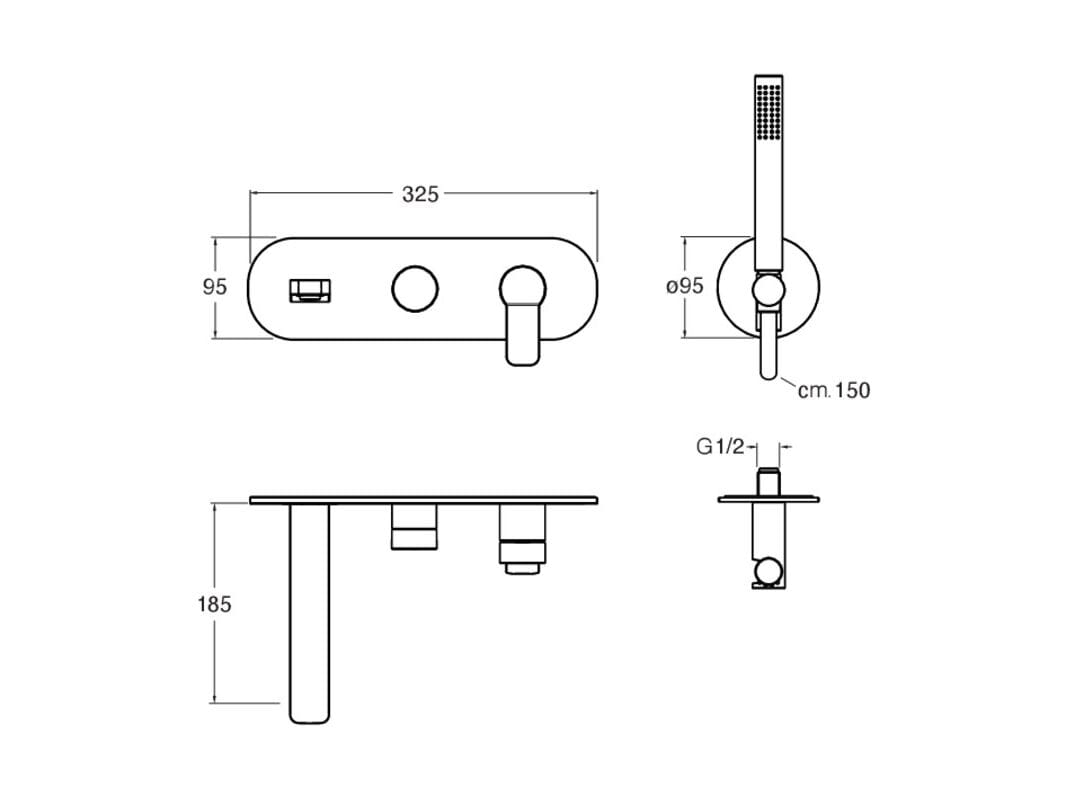 Набор для душа на открытом воздухе с ручным душем CRISTINA Rubinetterie Elevation ARCH-00136217 - Вид №2