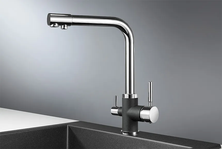 3015, XРОМ/ЧЁРНЫЙ, СМЕСИТЕЛЬ КУХОННЫЙ GRANULA 3015-ST142