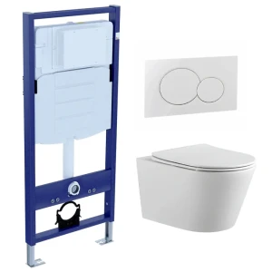 Комплект инсталляция с унитазом Aquatek Вега с арматурой Geberit с кнопкой цвет белый